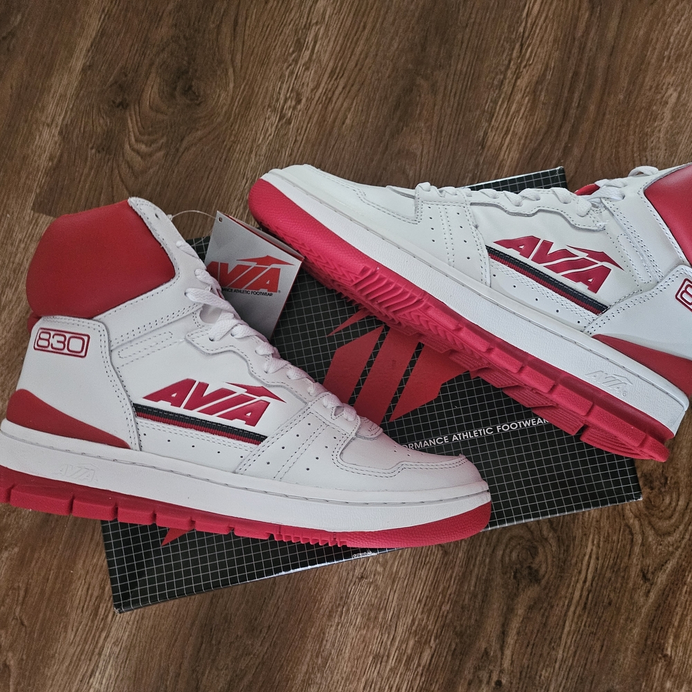 Avia Red and White High-Top Sneakers